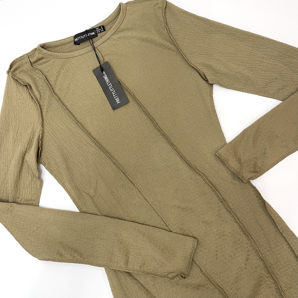 Pretty Little Thing Women's Long Sleeve Bodycon Dress Size 0 New With Tag - Picture 2 of 7